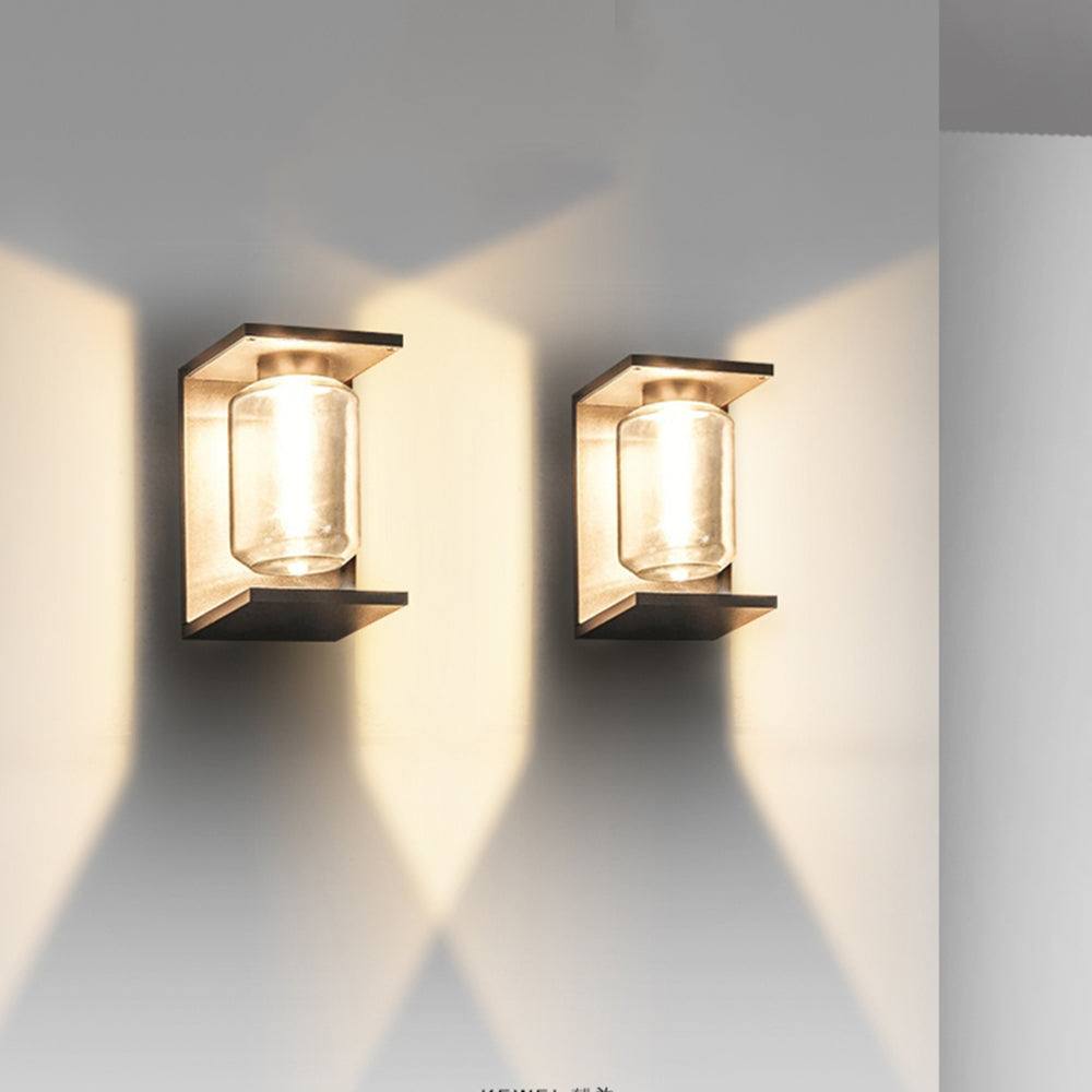 Orr Modern Lantern Glass Outdoor Wall Lamp, Black/Gray - Cueteks