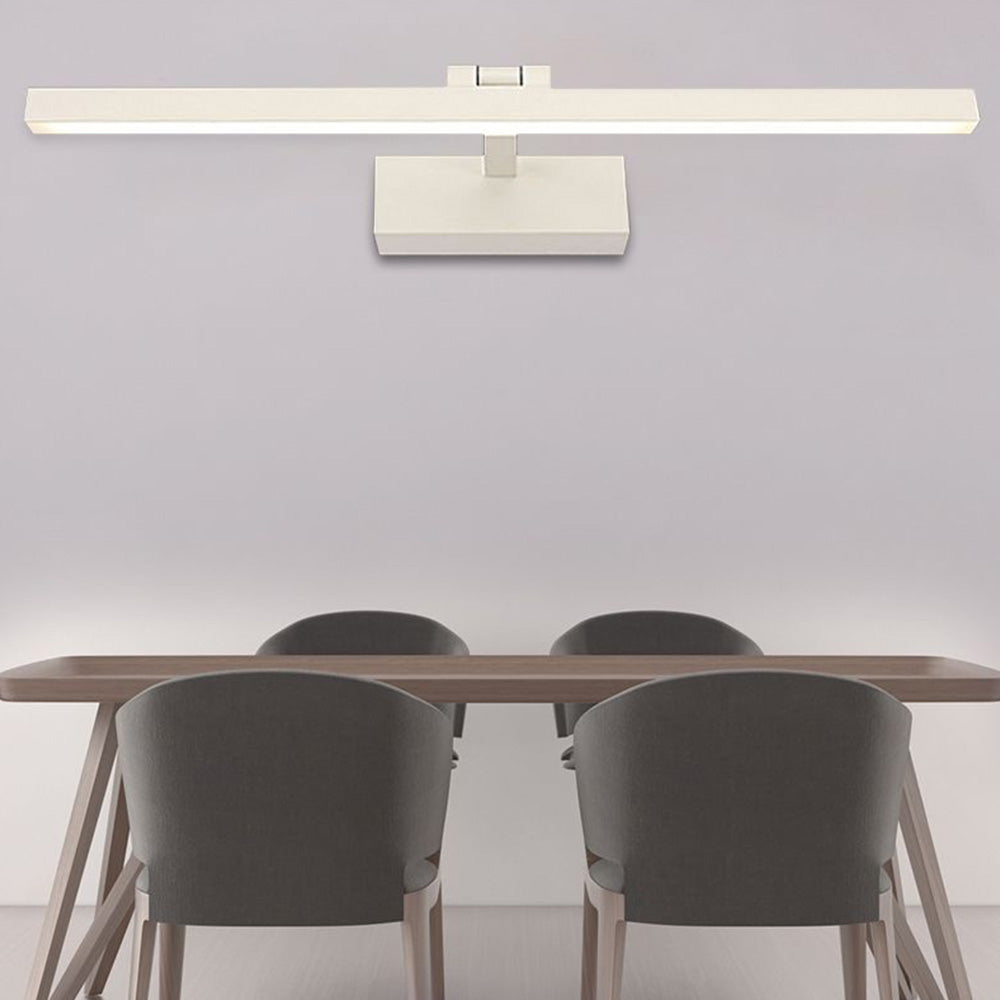 Leigh White linear wall light above dining furniture