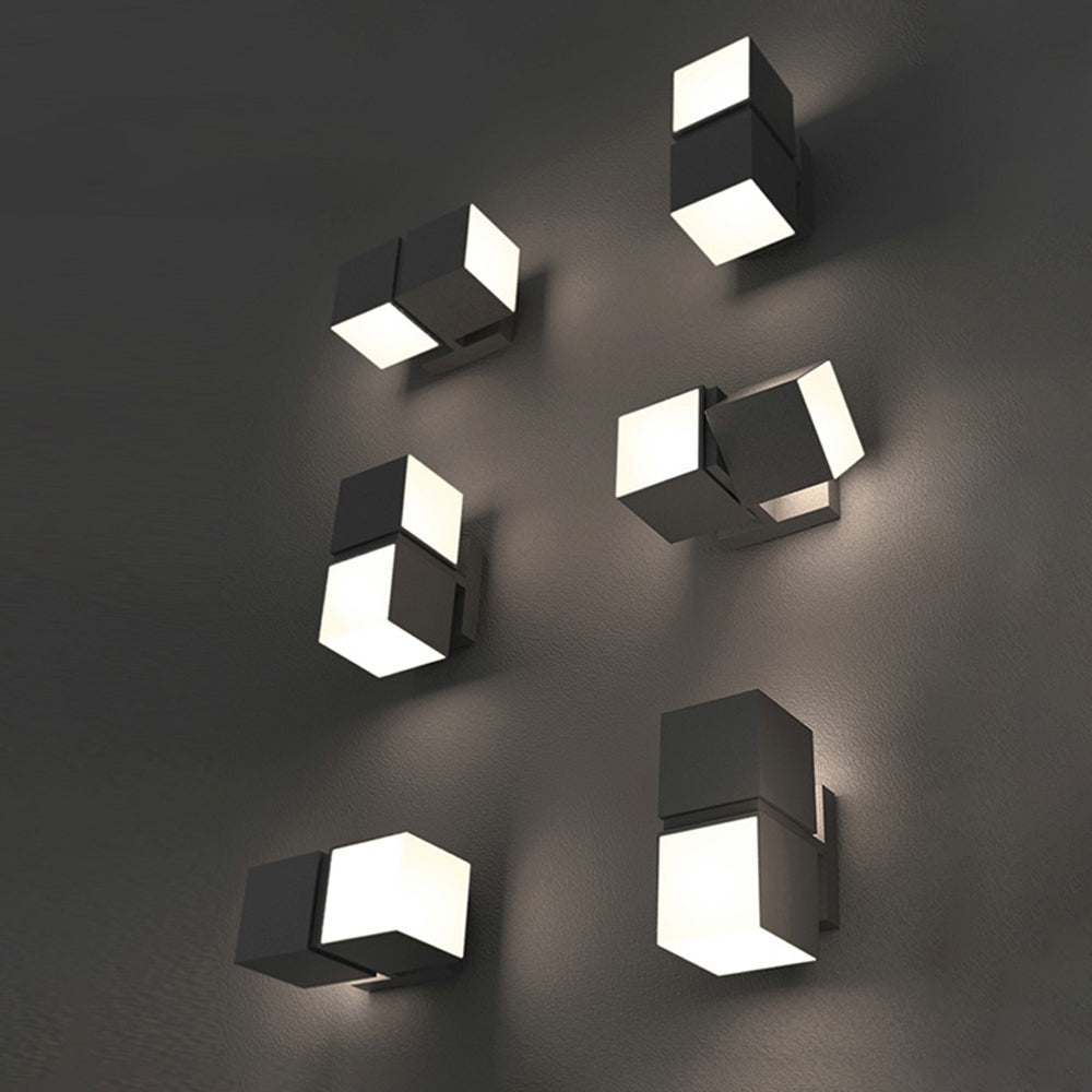 Orr Modern Geometry Rotatable Metal/Acrylic Outdoor Waterproof Wall Lamp, Black - Cueteks