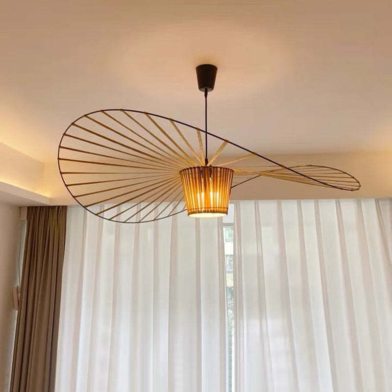 Renée open flower pendant light with wavy radial lines