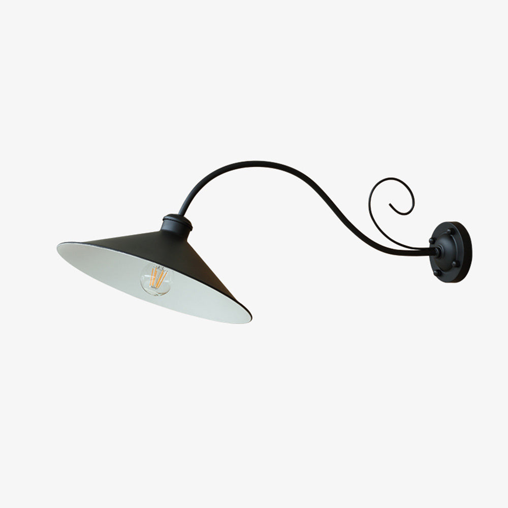 Alessio Vintage Cap-shaped Metal Outdoor Wall Lamp, Black/Antique Silver - Cueteks