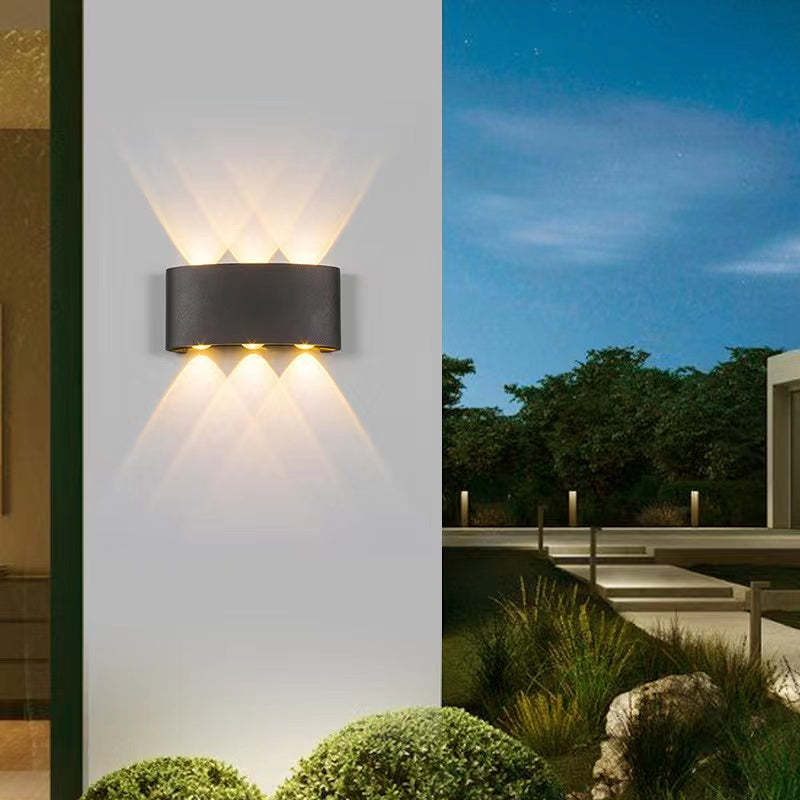 Orr Modern Rectangular Metal Outdoor Wall Lamp, Black/White, Water-wave - Cueteks