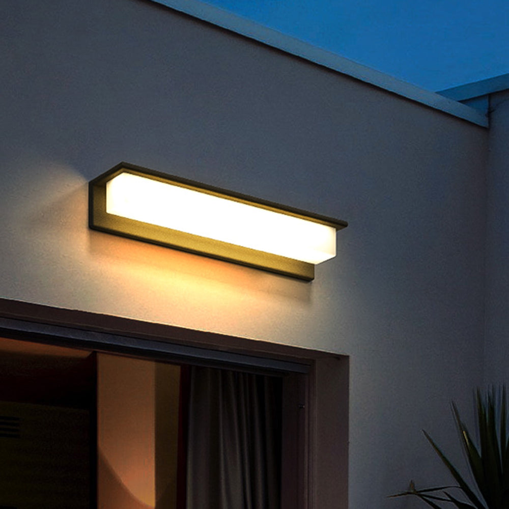 Orr Modern Rectangular Metal/Acrylic Outdoor Solar Wall Lamp, Black - Cueteks