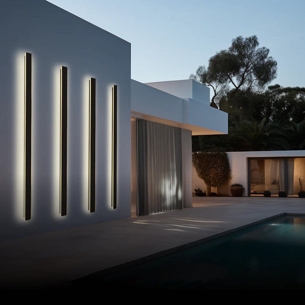 Edge Ripple Minimalist Linear Metal Outdoor Wall Lamp Black Balcony/Terrace - Cueteks