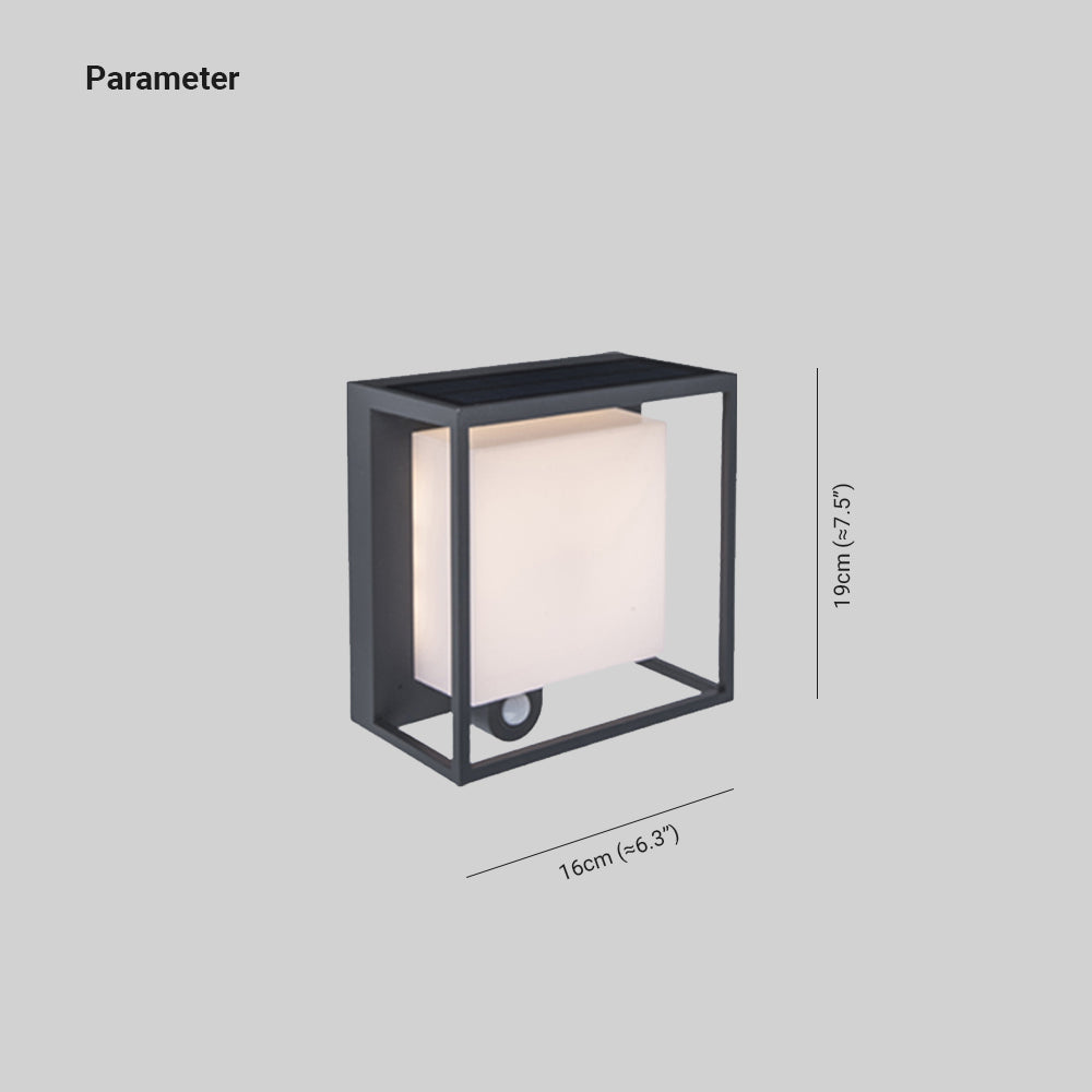 Orr Modern Rectangular Acrylic Sensor Solar Powered Outdoor Wall Lamp, Black - Cueteks