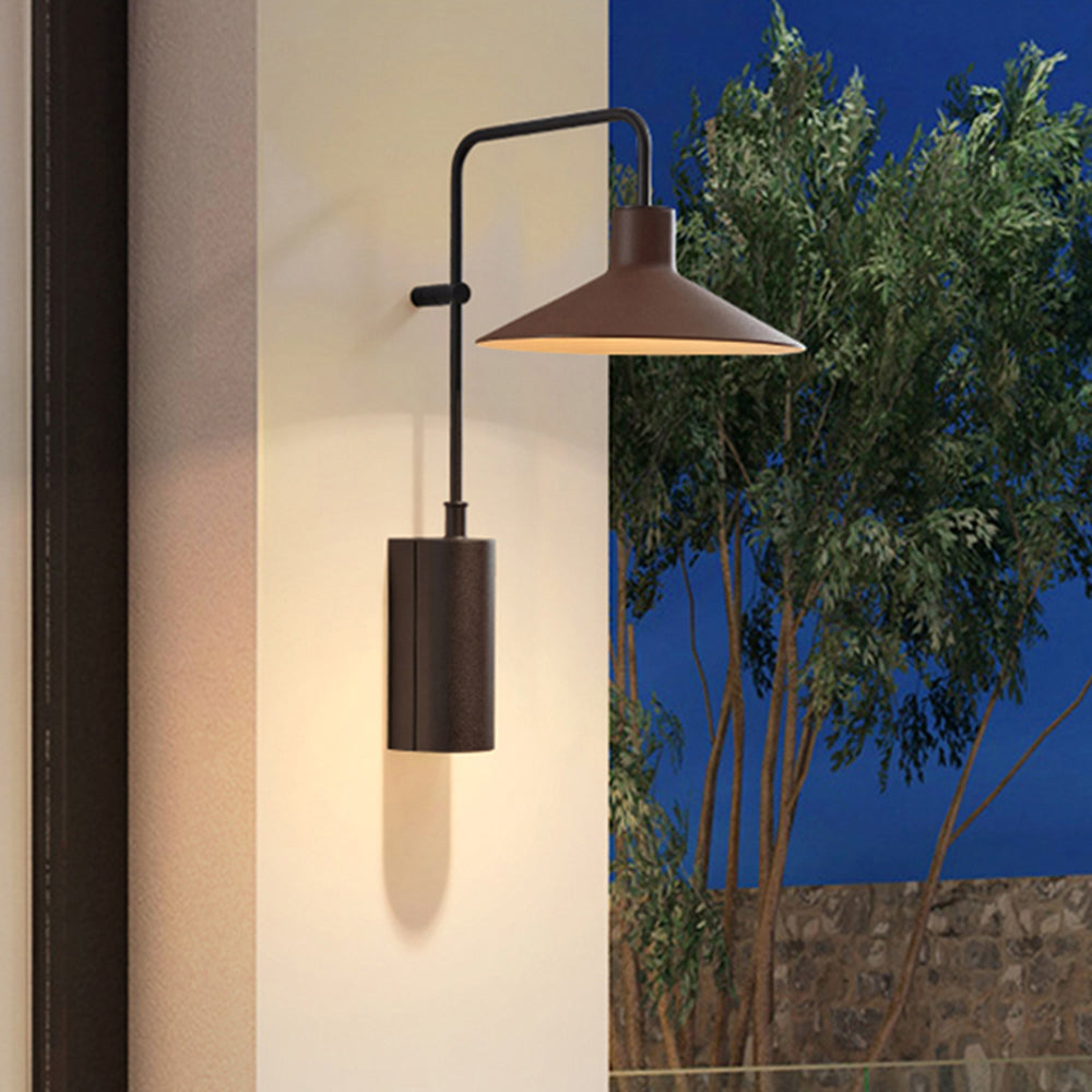 Carins Modern Minimalist Wide Cone Shape Metal Outdoor Waterproof Wall Lamp, Coffee/Green - Cueteks