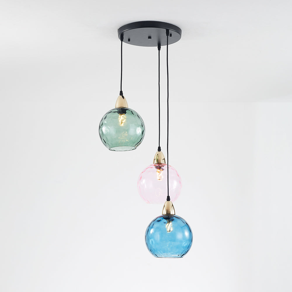 Hailie Colorful Glass Ball Pendant Lights Water Ripple - Cueteks