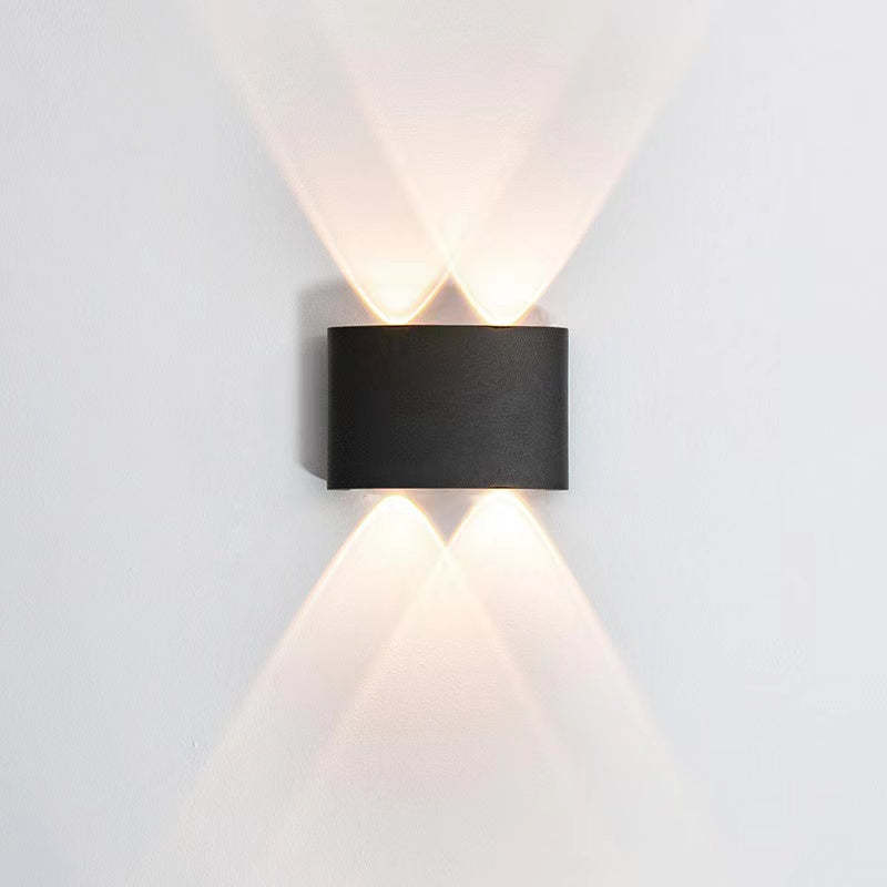 Orr Modern Rectangular Metal Outdoor Wall Lamp, Black/White, Water-wave - Cueteks