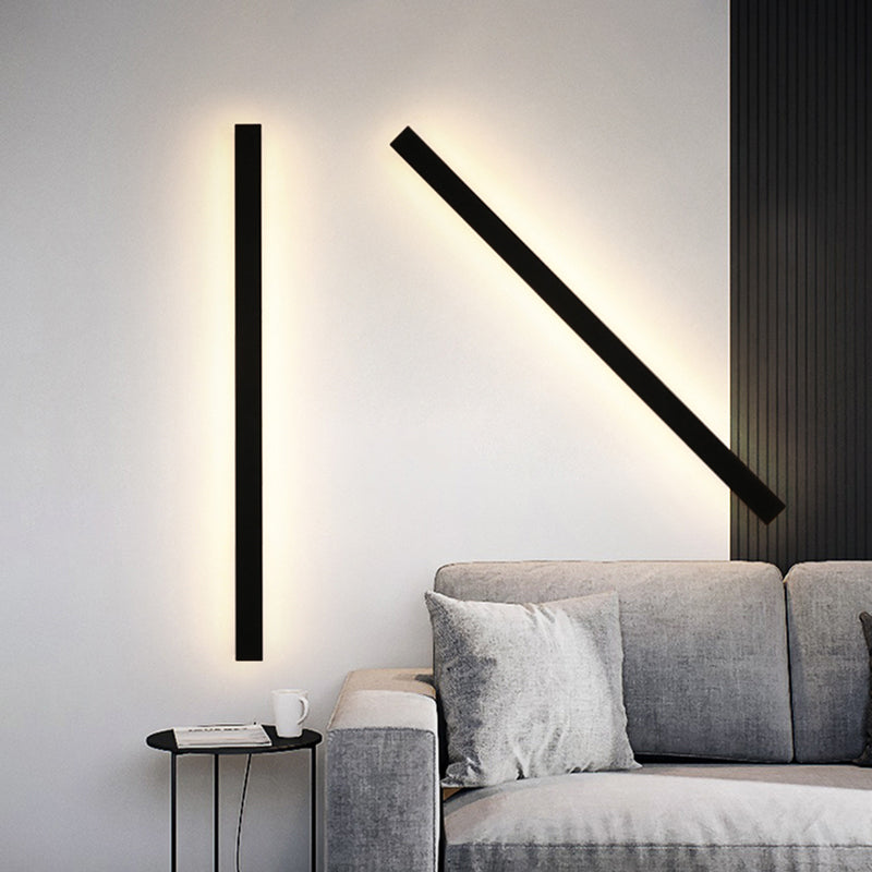 Edge Ripple Minimalist Linear Metal Outdoor Wall Lamp Black Balcony/Terrace - Cueteks