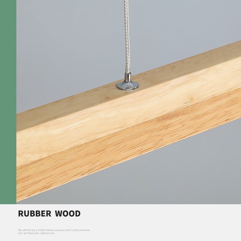 Close view of suspension cord fitting on wood-grain bar