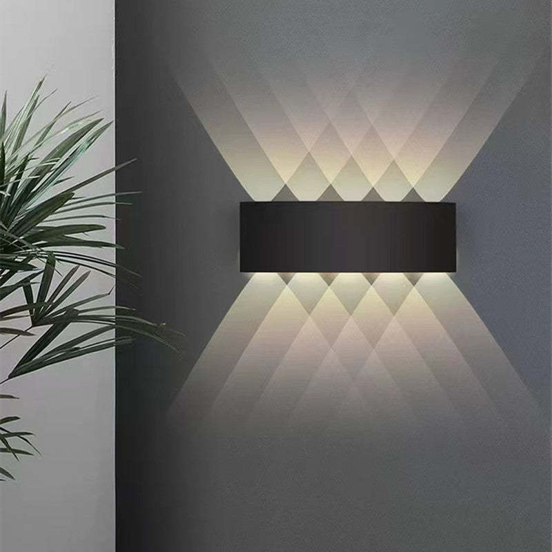 Orr Modern Rectangular Metal Outdoor Wall Lamp, Black/White, Water-wave - Cueteks