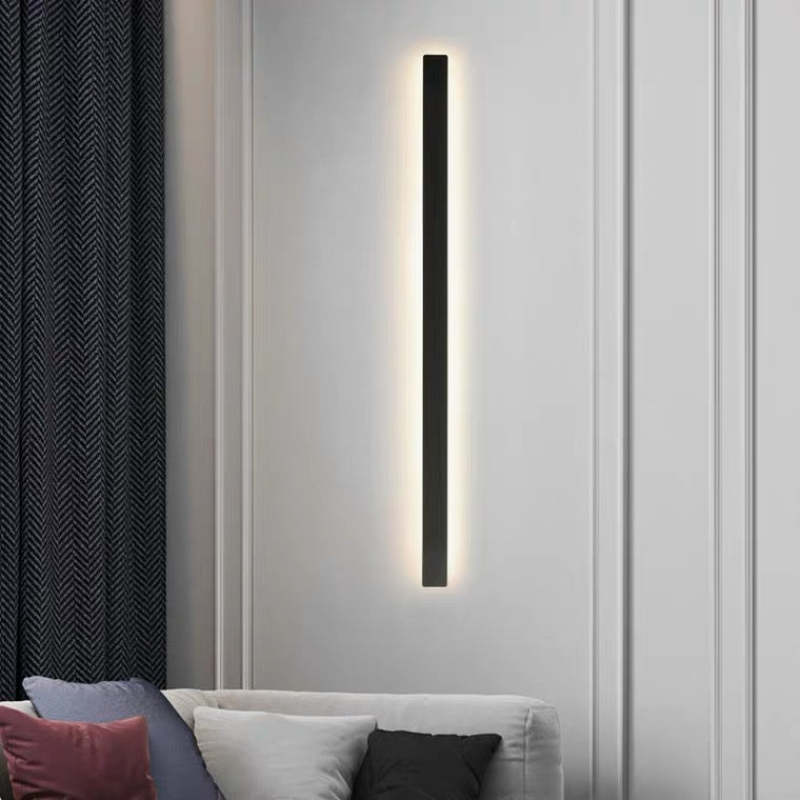 Edge Horizon Modern Outer Glow Linear Metal Outdoor Wall Light, Dark Steel - Cueteks