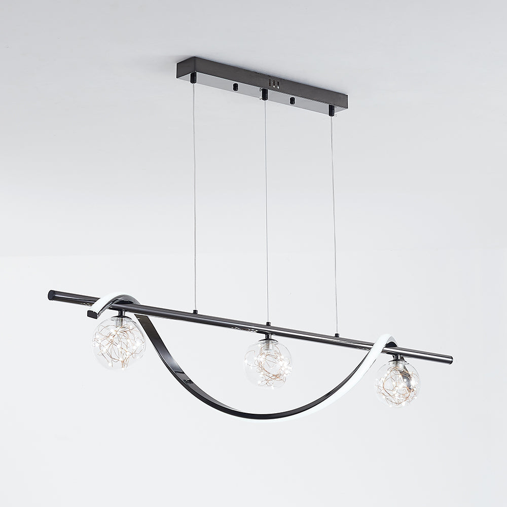 Black three-globe Louise wave pendant on white