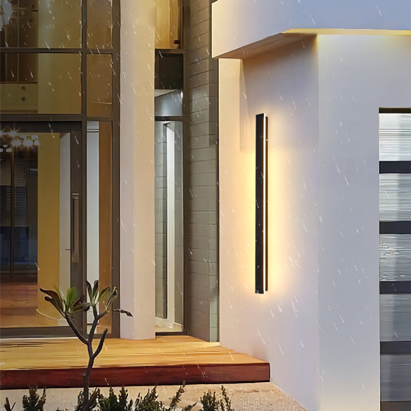 Edge Ripple Minimalist Linear Metal Outdoor Wall Lamp Black Balcony/Terrace - Cueteks