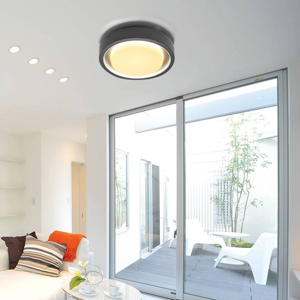 Orr Modern Circular Disc Shape Metal Outdoor Wall Lamp, Black - Cueteks