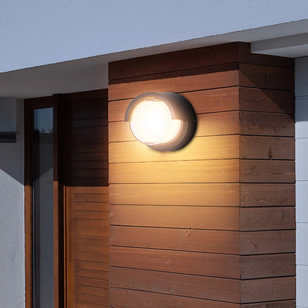Orr Modern Round/Rectangular Metal/Acrylic Outdoor Wall Lamp, Black - Cueteks