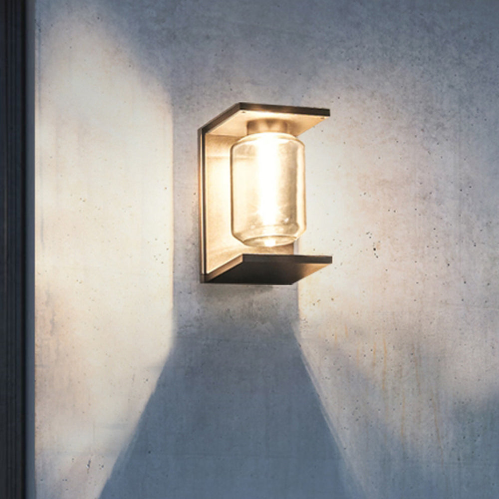 Orr Modern Lantern Glass Outdoor Wall Lamp, Black/Gray - Cueteks
