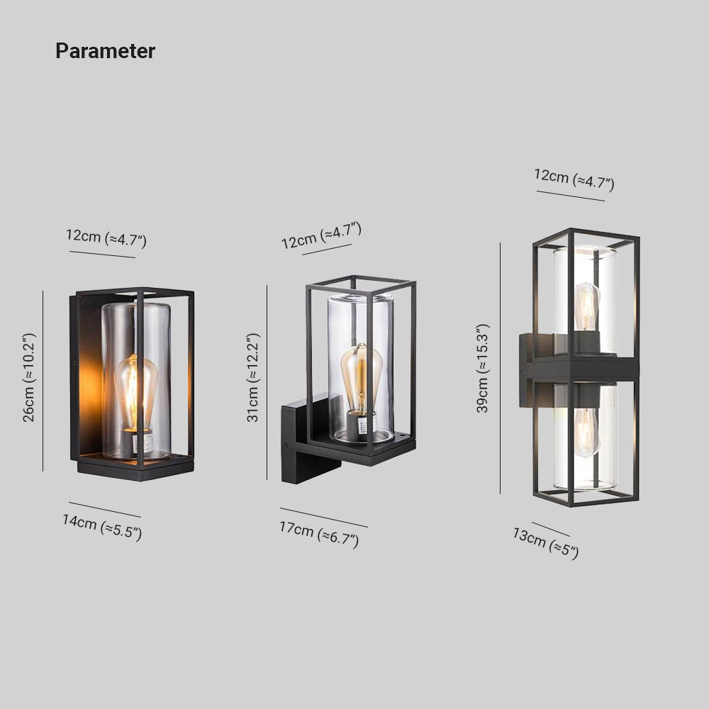 Alessio Modern Rectangular Metal Outdoor Wall Lamp, Black - Cueteks