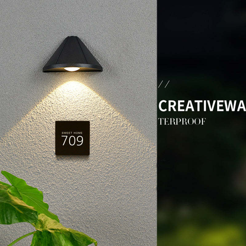 Orr Modern Cone Metal Outdoor Wall Lamp, Black - Cueteks