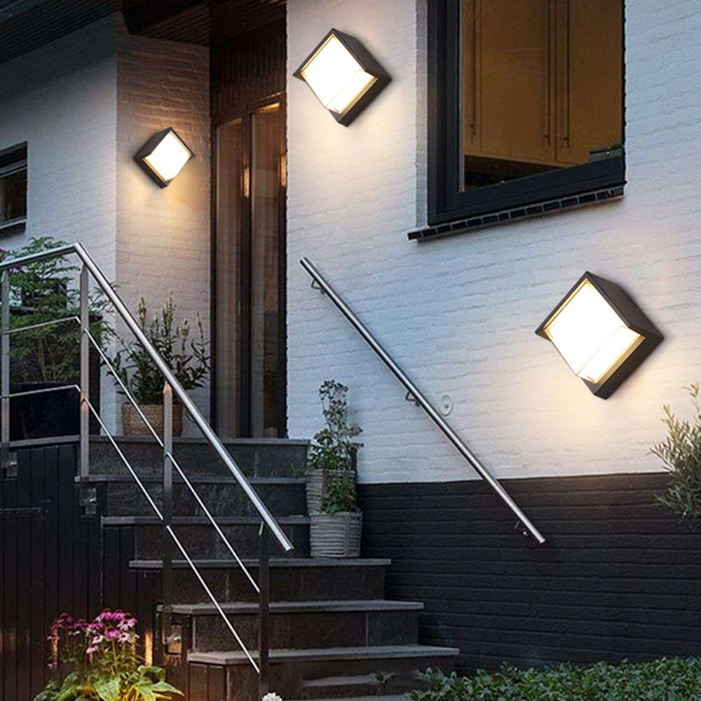 Orr Modern Square Metal Outdoor Wall Lamp, Black/White - Cueteks