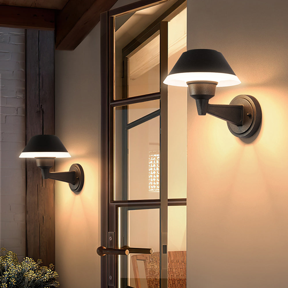 Carins Modern Bowl Metal/Acrylic Outdoor Waterproof Wall Lamp, Black - Cueteks