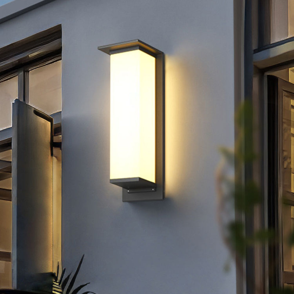 Orr Moden Solar Rectangular Metal/Acrylic Outdoor Wall Lamp, White/Black - Cueteks