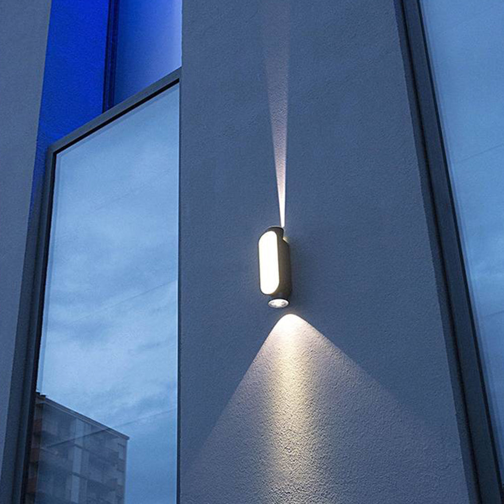 Pena Minimalist Up/Down Acrylic Outdoor Wall Lamp, Black/White - Cueteks