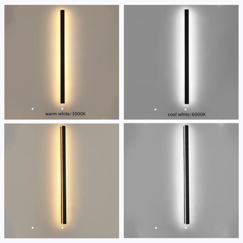 Edge Ripple Minimalist Linear Metal Outdoor Wall Lamp Black Balcony/Terrace - Cueteks