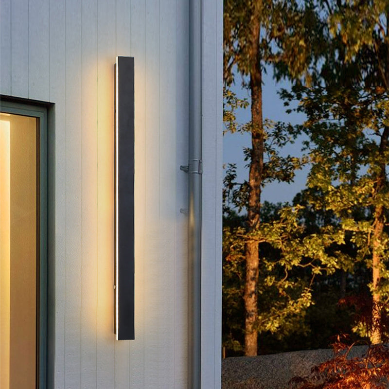 Edge Ripple Minimalist Linear Metal Outdoor Wall Lamp Black Balcony/Terrace - Cueteks