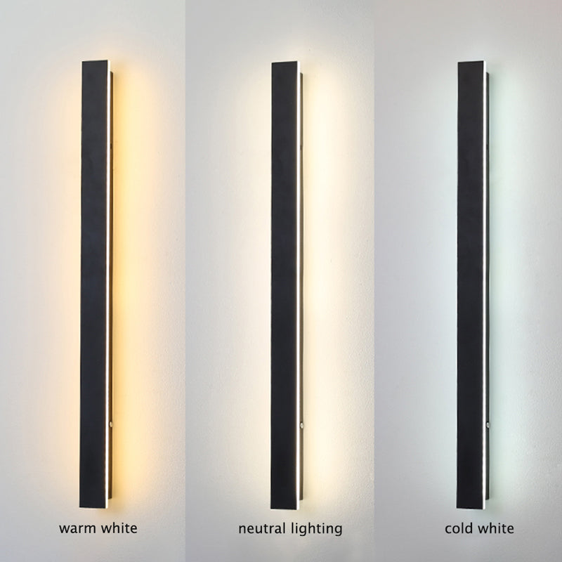 Edge Ripple Minimalist Linear Metal Outdoor Wall Lamp Black Balcony/Terrace - Cueteks