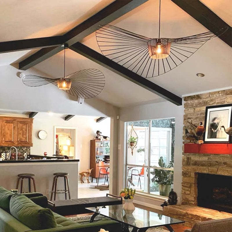 Renée open flower pendant light with wavy radial lines