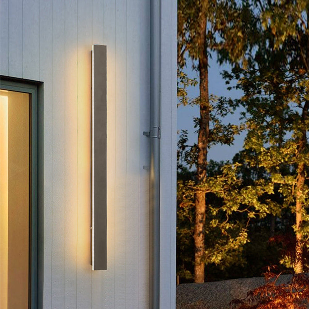 Edge Sleek Minimalist Rimless Linear Metal Outdoor Wall Light, Gray - Cueteks