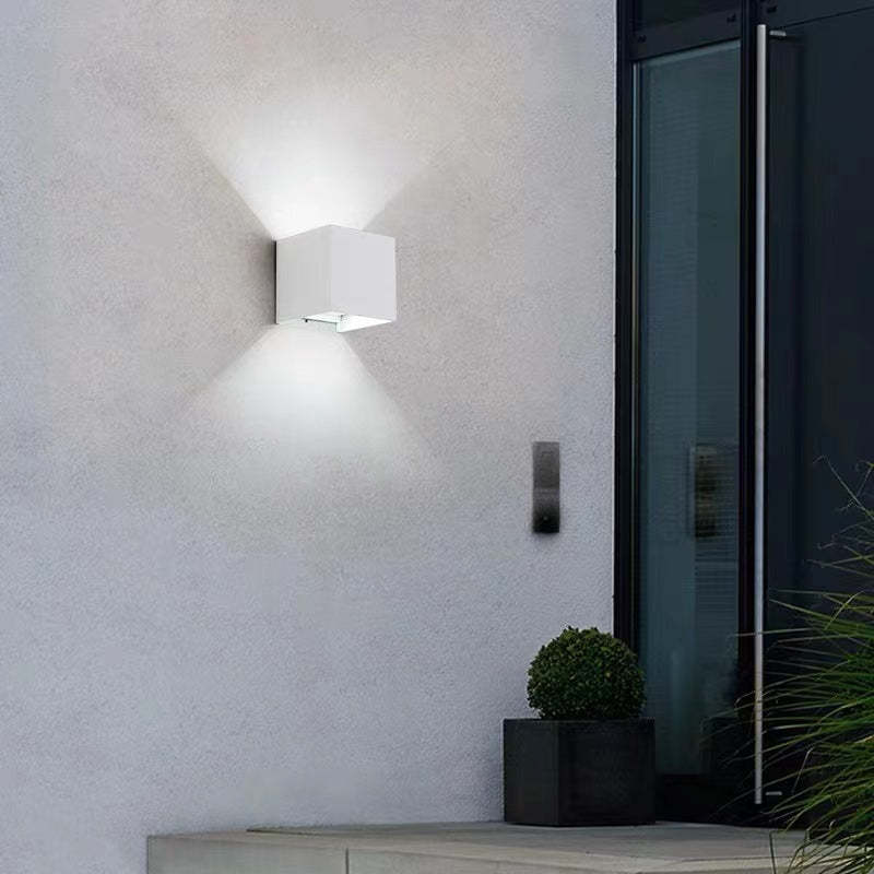 Orr Modern Adjustable Square Outdoor Wall Lamp LED, Black/White - Cueteks