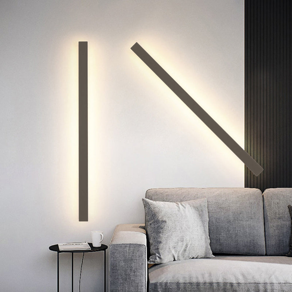 Edge Sleek Minimalist Rimless Linear Metal Outdoor Wall Light, Gray - Cueteks