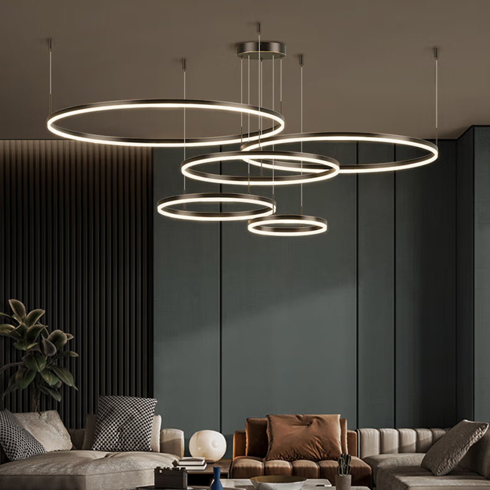 Arisha Modern Pendant Light Tir-Circle Black/Gold/Coffee Metal - Cueteks