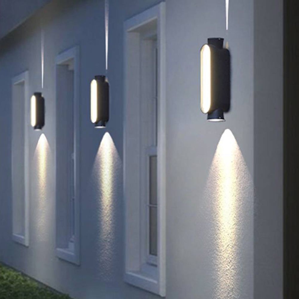 Pena Minimalist Up/Down Acrylic Outdoor Wall Lamp, Black/White - Cueteks