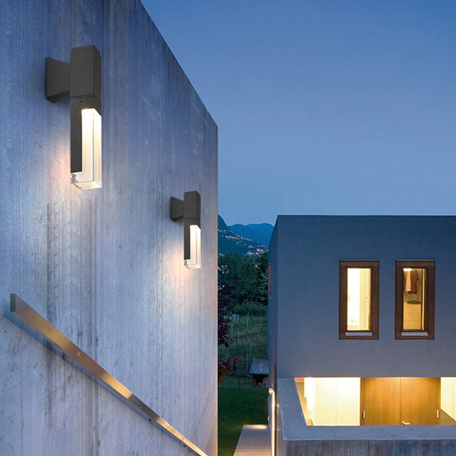 Orr Modern Rectangular Metal Outdoor Wall Lamp, Black - Cueteks