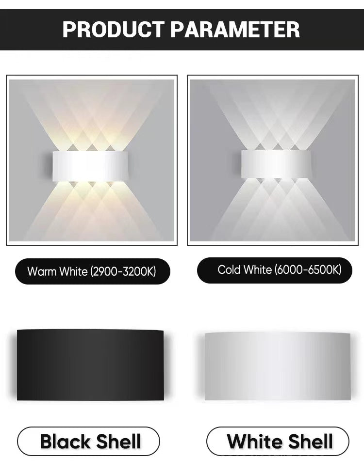 Orr Modern Rectangular Metal Outdoor Wall Lamp, Black/White, Water-wave - Cueteks