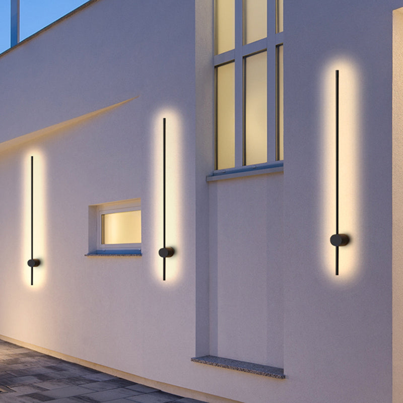 Edge Minimalist Rotatable Linear Outdoor Wall Lamp Black Corridor - Cueteks