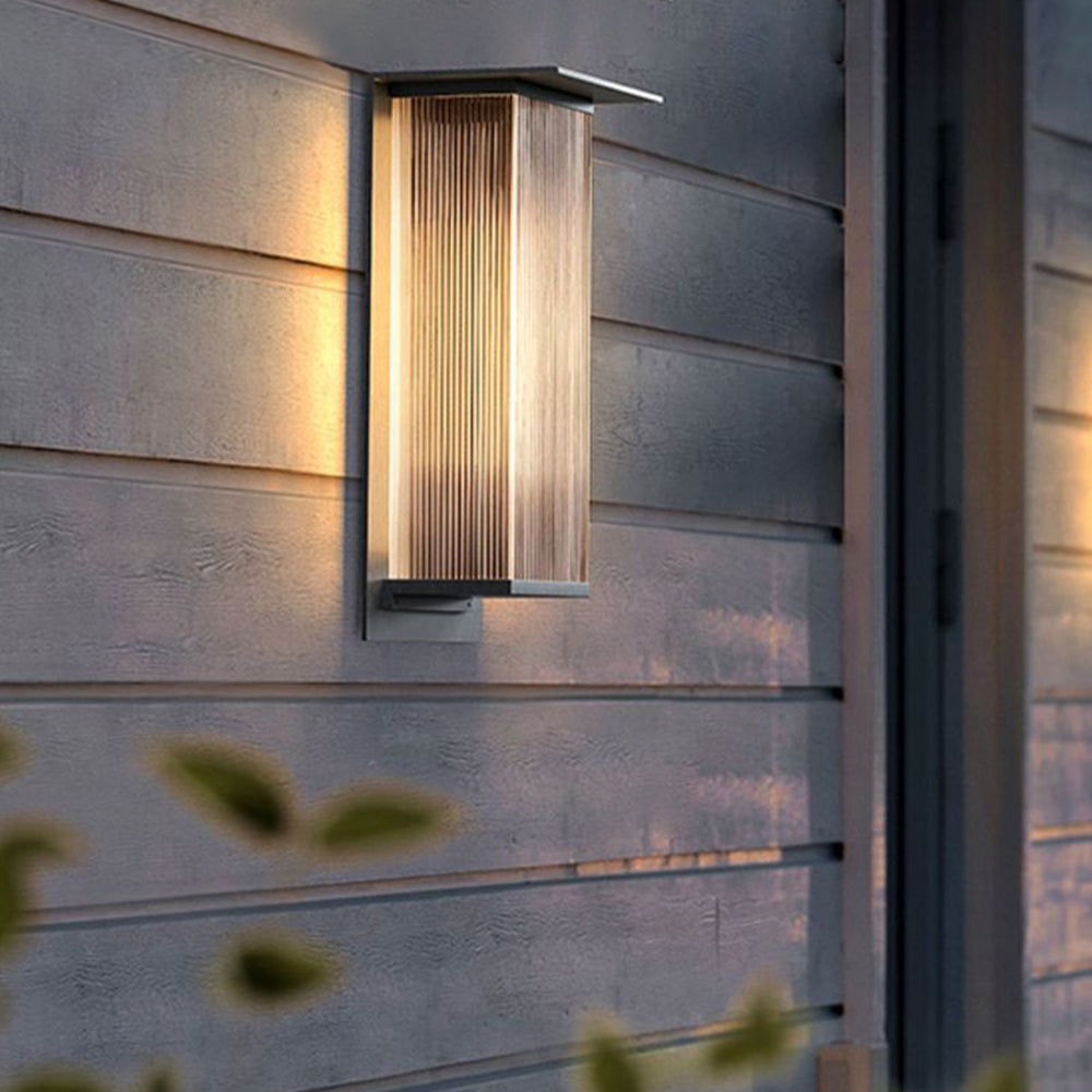 Orr Modern Rectangular Metal Outdoor Wall Lamp, Black - Cueteks