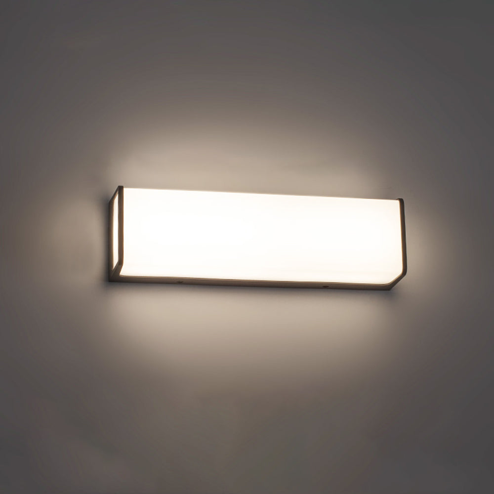 Orr Modern Minimalist Rectangular Acrylic Sensor Solar Outdoor Wall Lamp, Black/White - Cueteks