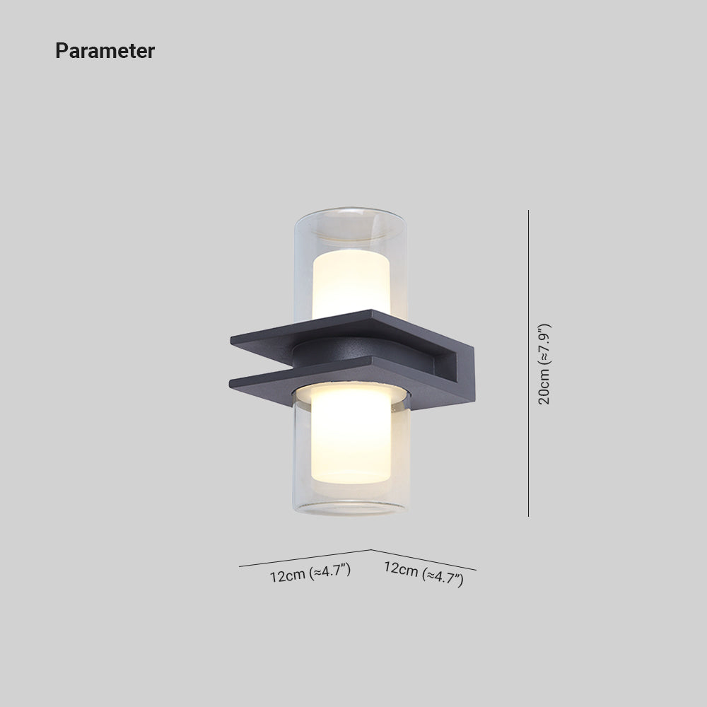 Orr Modern Cylindrical Metal Outdoor Wall Lamp With 2 Heads, Black - Cueteks