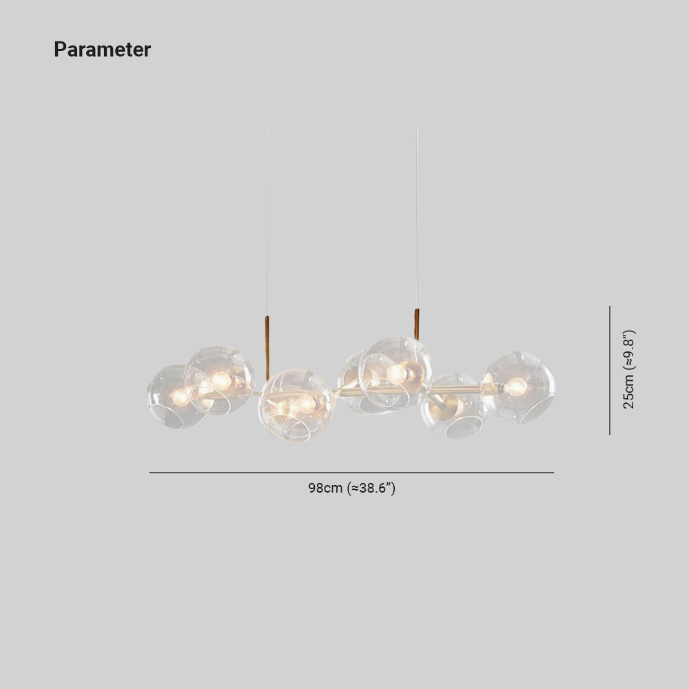 Valentina dimensional drawing showing 98 cm horizontal fixture span and 25 cm globe-assembly height