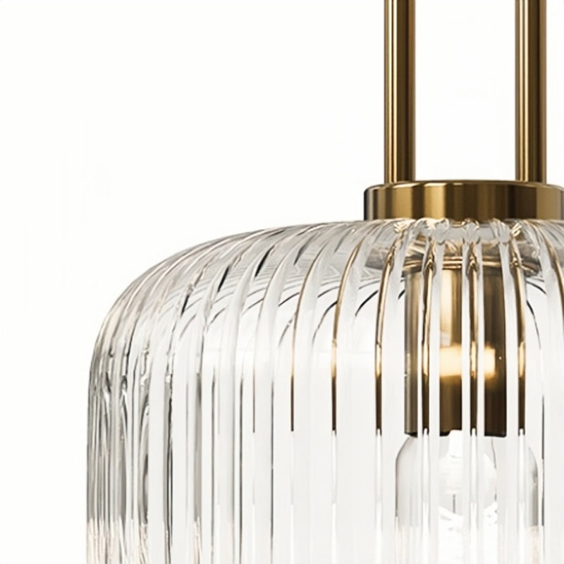 Close view of Sanna gold-colour fitting and vertical glass ribs