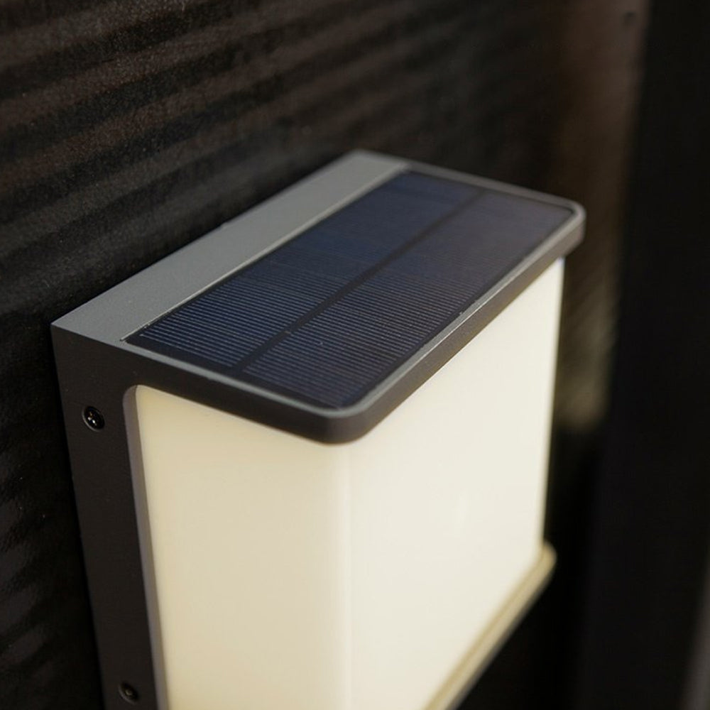 Orr Modern Minimalist Rectangular Acrylic Sensor Solar Outdoor Wall Lamp, Black/White - Cueteks