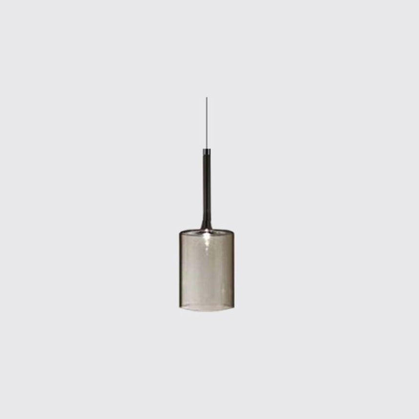 Gray glass Hailie pendant with a medium cylindrical shade and elongated neck