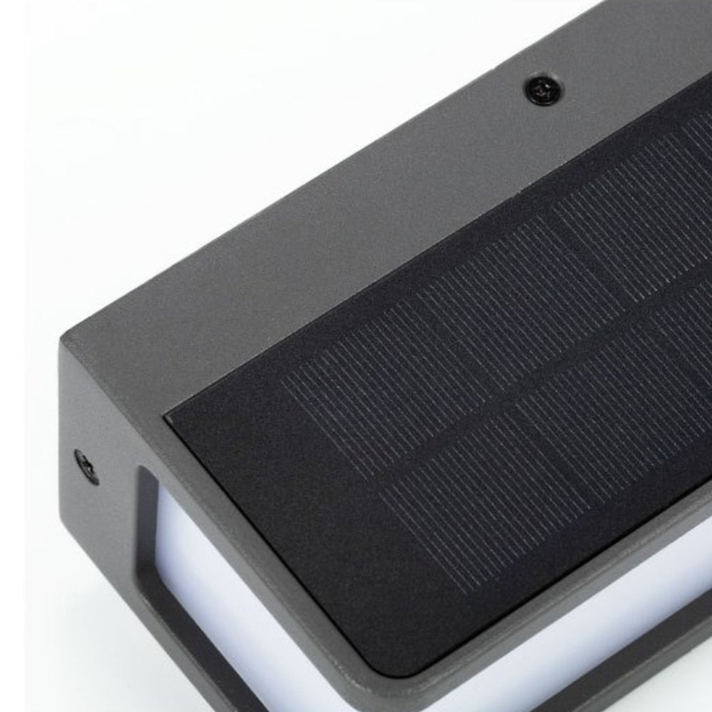 Orr Modern Minimalist Rectangular Acrylic Sensor Solar Outdoor Wall Lamp, Black/White - Cueteks