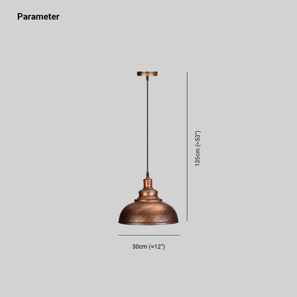 Cooley size drawing showing 30 cm shade diameter and approximately 135 cm overall hanging height
