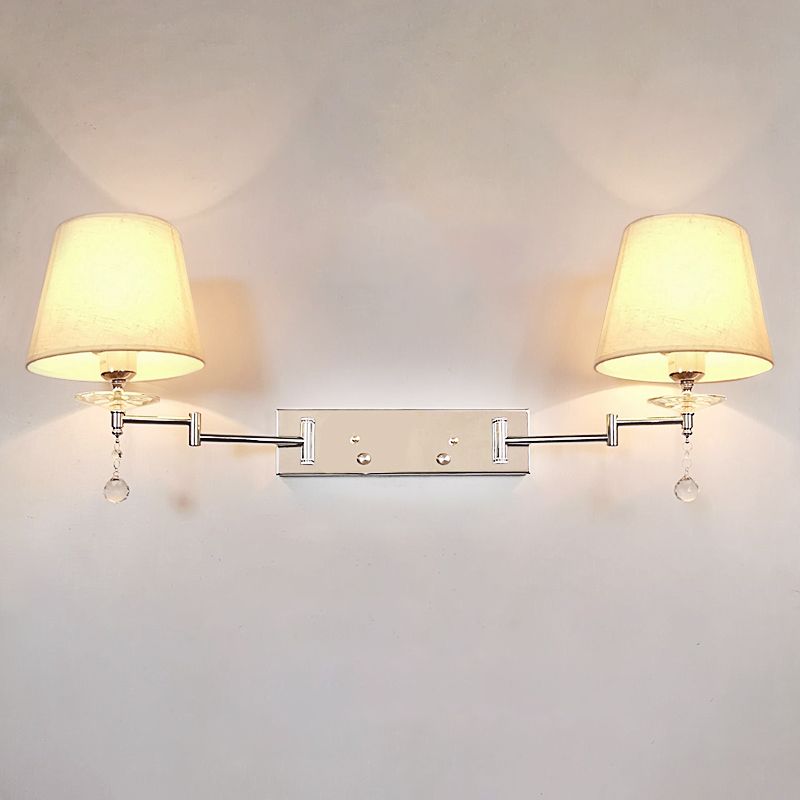 Carins Wall Lamp Dual Lamp Head Adjustable Fabric, 3-Color, Bedroom - Cueteks