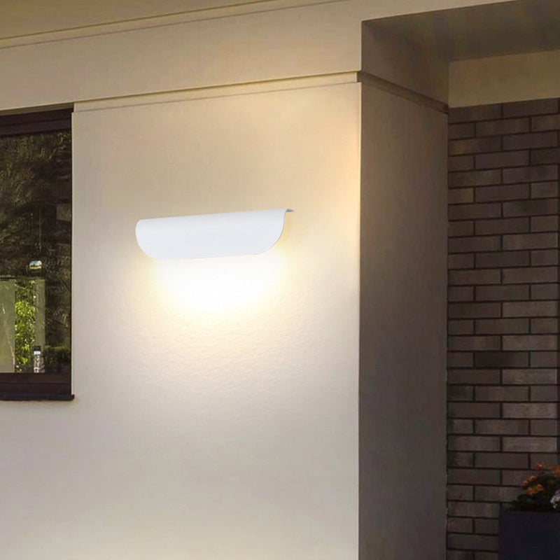 Orr Modern Outdoor Wall Lighting, Waterproof, Curved, Black & White - Cueteks